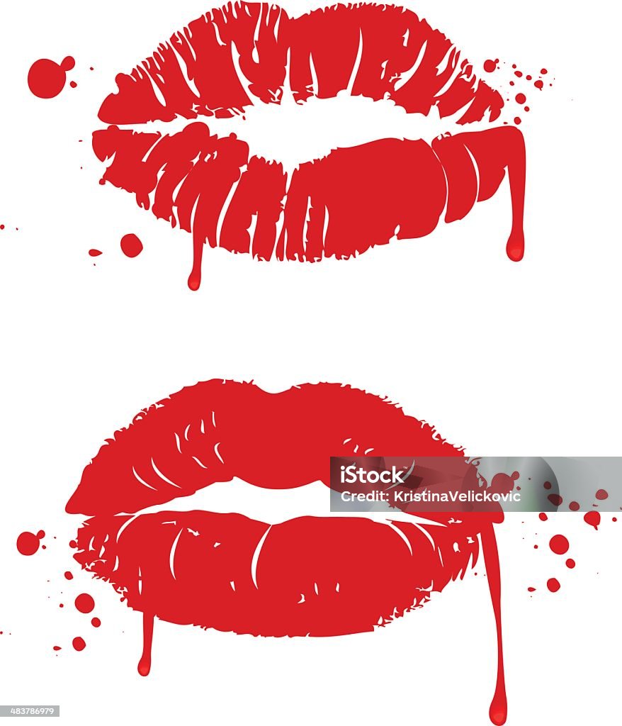 bloody baiser - clipart vectoriel de Lèvres libre de droits