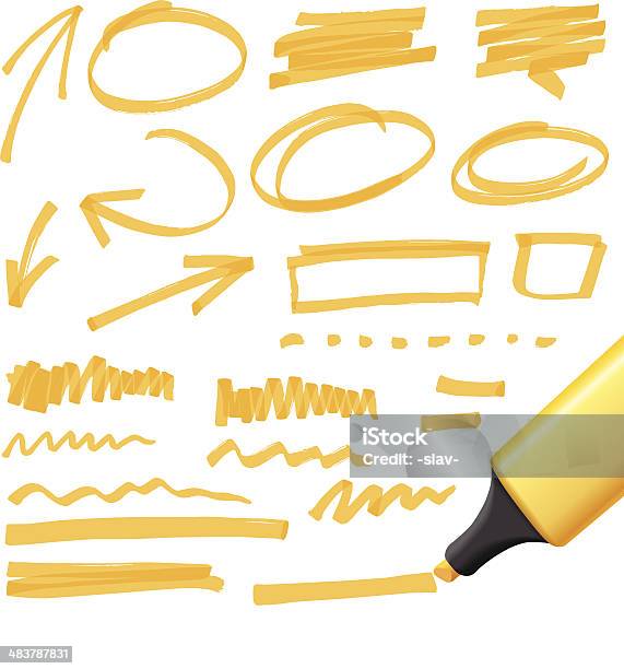 Hand Drawn Design Elements Stock Illustration - Download Image Now - Highlighter, Felt Tip Pen, Circle
