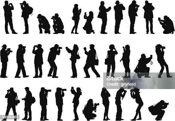 Men And Woman With Camera Stock Illustration - Download Image Now - In Silhouette, Photographer, Cut Out