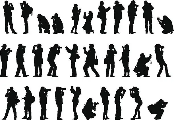 Vector illustration of Men and woman with camera