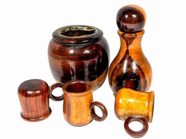 istock Bottles and glasses made of teak 483789354