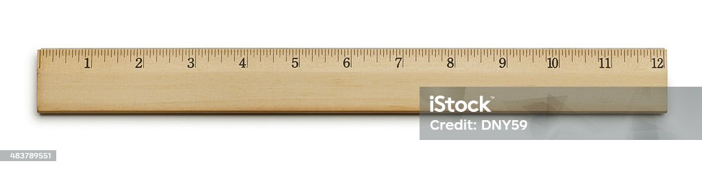 Twelve Inch Ruler A 12" ruler on white with soft shadow. Ruler Stock Photo