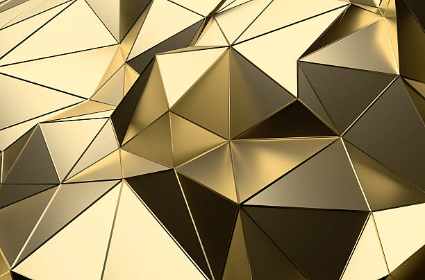Abstract 3d Rendering Of Gold Low Poly Surface Stock Photo - Download Image  Now - Gold - Metal, Gold Colored, Crystal - iStock