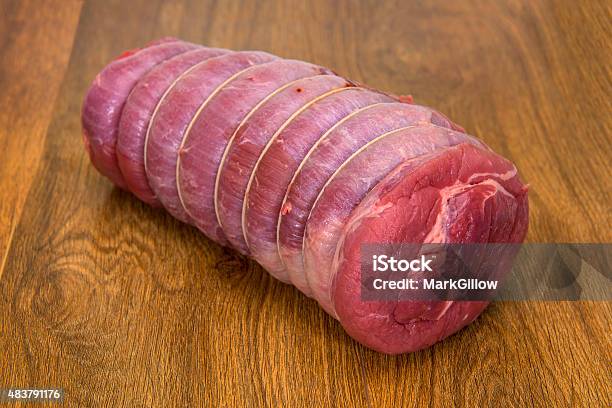 Rolled Brisket Of Beef Joint Stock Photo - Download Image Now - Brisket, Raw Food, Rolled Up