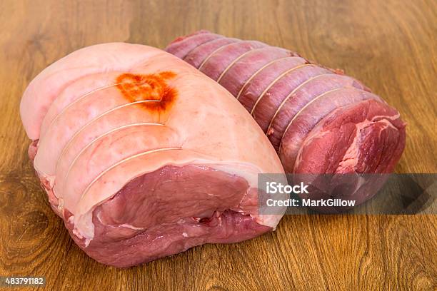 Rolled Pork Leg With Brisket Of Beef Joint Stock Photo - Download Image Now - Pork, Pig, Rolled Up