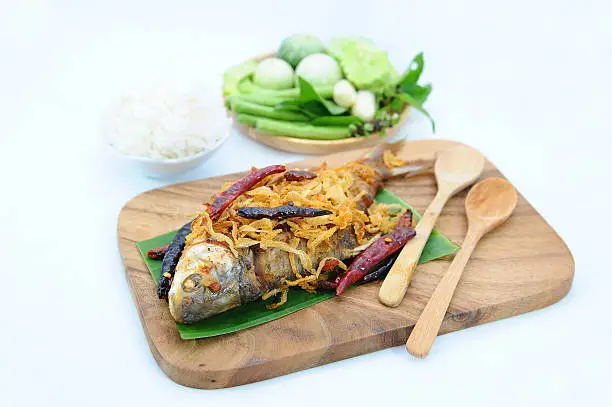 Photo of fried pickled fish (esarn food)