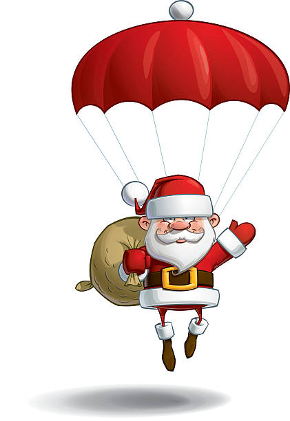 istock Happy Santa - Parachute Sack of Gifts 483796516