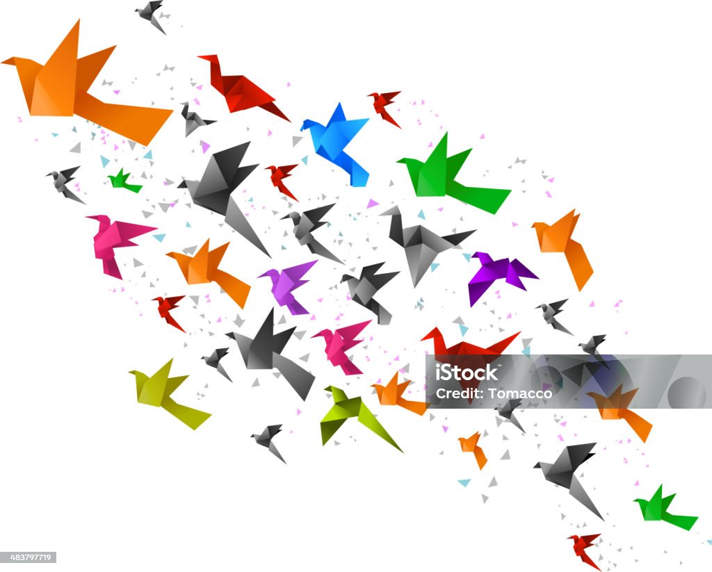 Origami oiseaux volant vers le haut - clipart vectoriel de Origami libre de droits