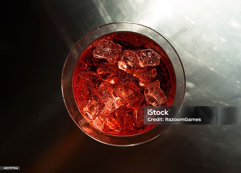 Wineglass with the red wine Top view of a glass of red wine with ice 2015 Stock Photo