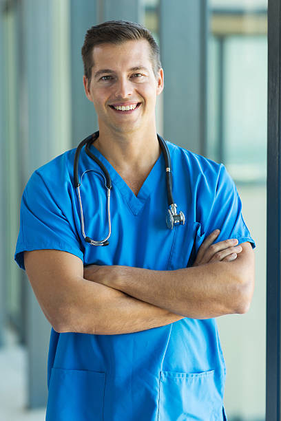 istock young medical intern standing in hospital 483798040
