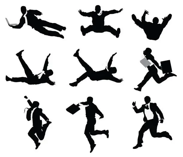 Vector illustration of Businessmen jumping and falling