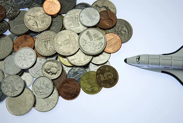 coins and space shuttle