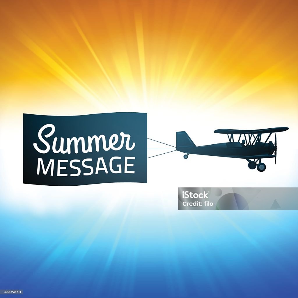夏の背景にメッセージ - 飛行機のロイヤリティフリーベクトルアート