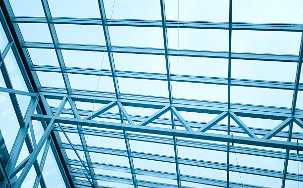 istock view up in business office, roof background 483798881
