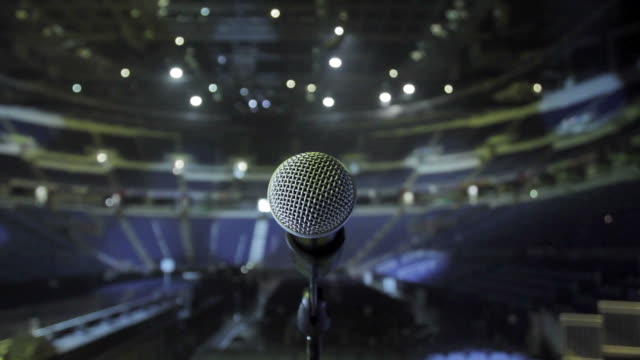 Microphone on stage at concert venue
