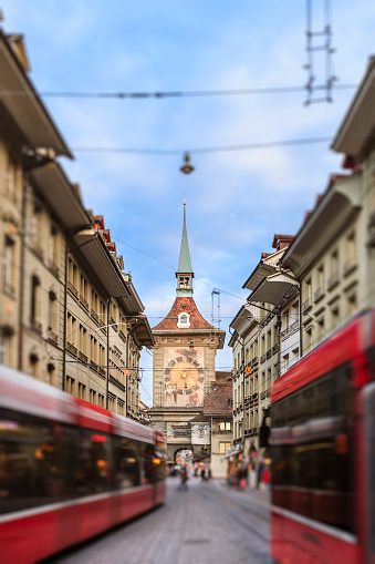 The Zytglogge tower dates back to the early 13th century and is one of the landmarks of Bern, protected as a UNESCO World Heritage Site since 1983. Bern is the de facto capital of Switzerland.