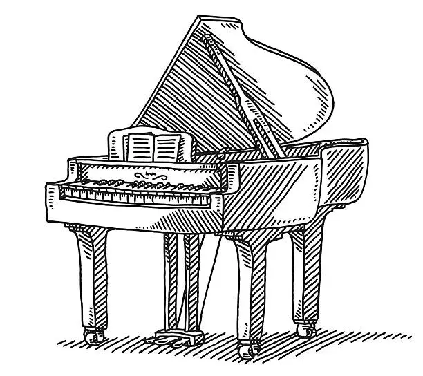 Vector illustration of Keyboard Instrument Grand Piano Drawing