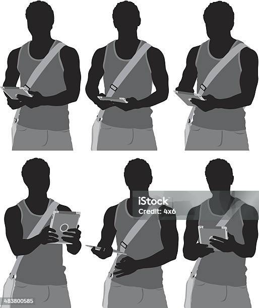 Ilustración de Hombre Usando Tableta y más Vectores Libres de Derechos de Adulto - Adulto, Agarrar, Bolsa - Objeto fabricado