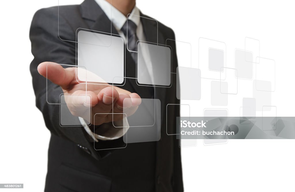 hand shows a touch screen interface businessman hand working on a touch screen interface Abstract Stock Photo