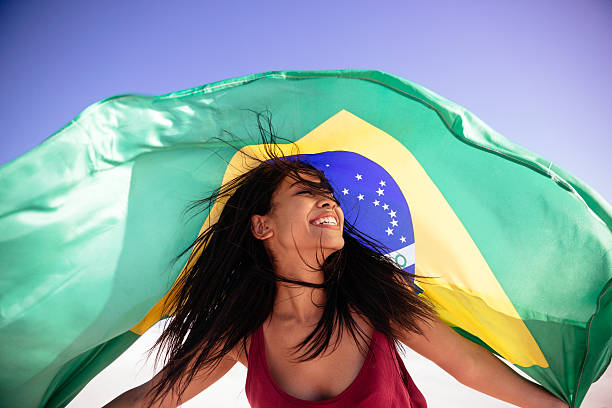 istock Girl under brazilian flag 483801511