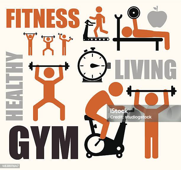 Fitness Design Stock Illustration - Download Image Now - Activity, Aerobics, Apple - Fruit