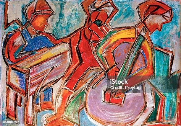 Jazz Musicians Original Painting Acrylic On Canvas Stock Illustration - Download Image Now