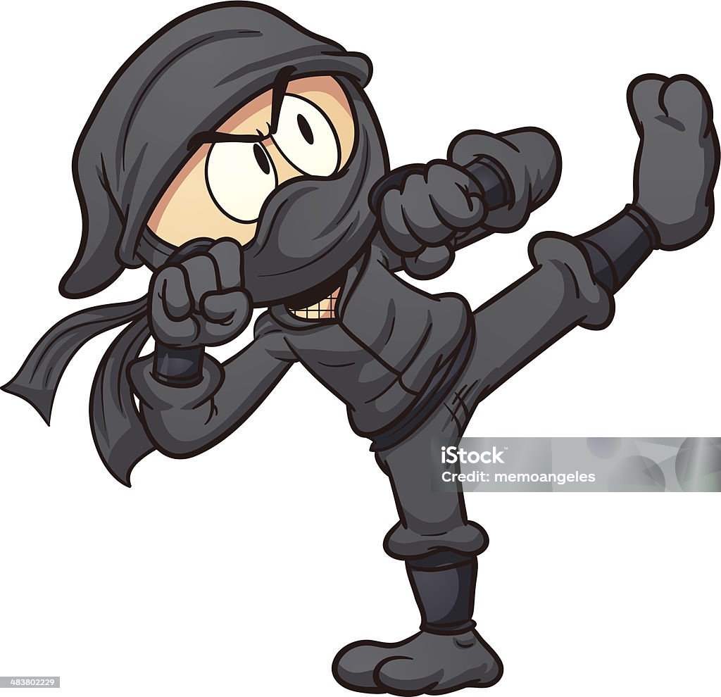 Cartoon ninja Cartoon ninja kicking. Vector clip art illustration with simple gradients. All in a single layer. Ninja stock vector