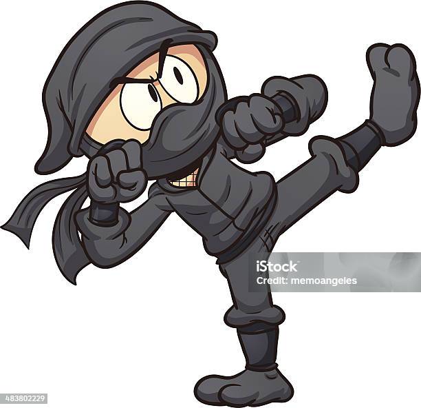 Cartoon Ninja Stock Illustration - Download Image Now - Ninja, Anger, Black Color