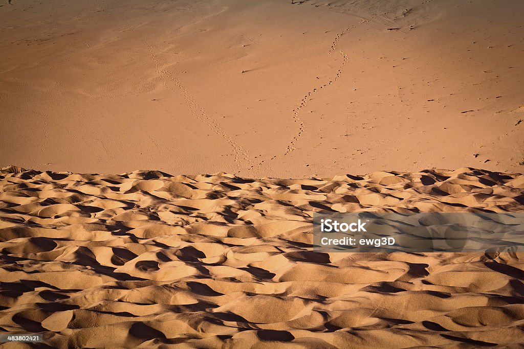 ripples e pegadas na areia do deserto - Foto de stock de Areia royalty-free