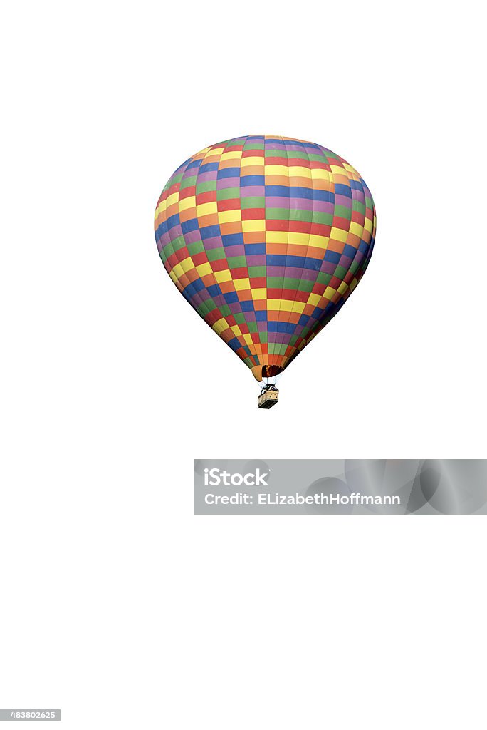 hot air balloon Multi colored hot air balloon on white background Adventure Stock Photo