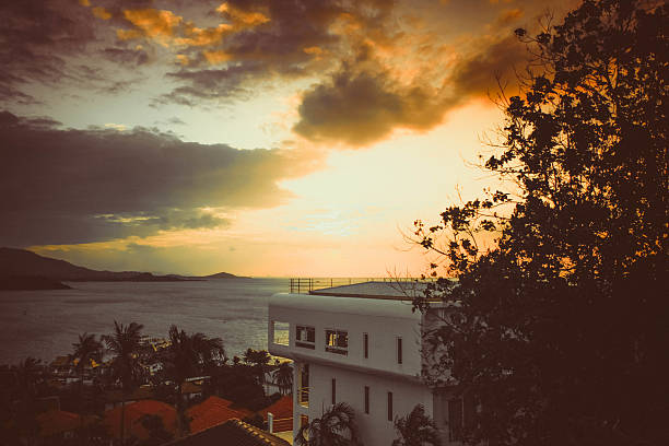 Sunset at the sea on mountain Koh Samui. Thailand