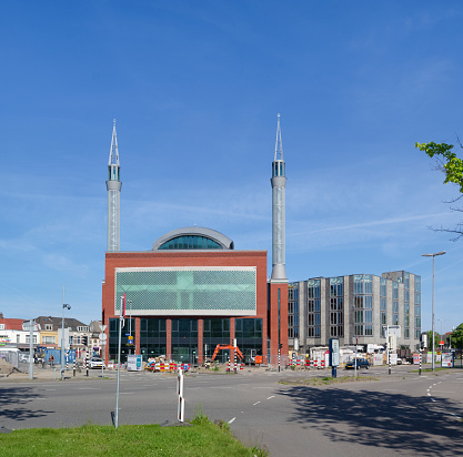Utrecht, netherlands - May 17, 2014: exterior of the new Ulu mosque. Opened in 2014, it is the largest mosque in the netherlands
