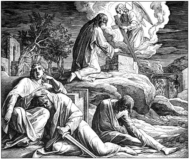 예수스 in gethsemane - garden of gethsemane stock illustrations