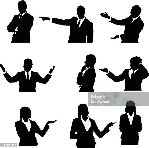 Waist Up Business People Presenting Stock Illustration - Download Image Now - In Silhouette, Cut Out, Business Person
