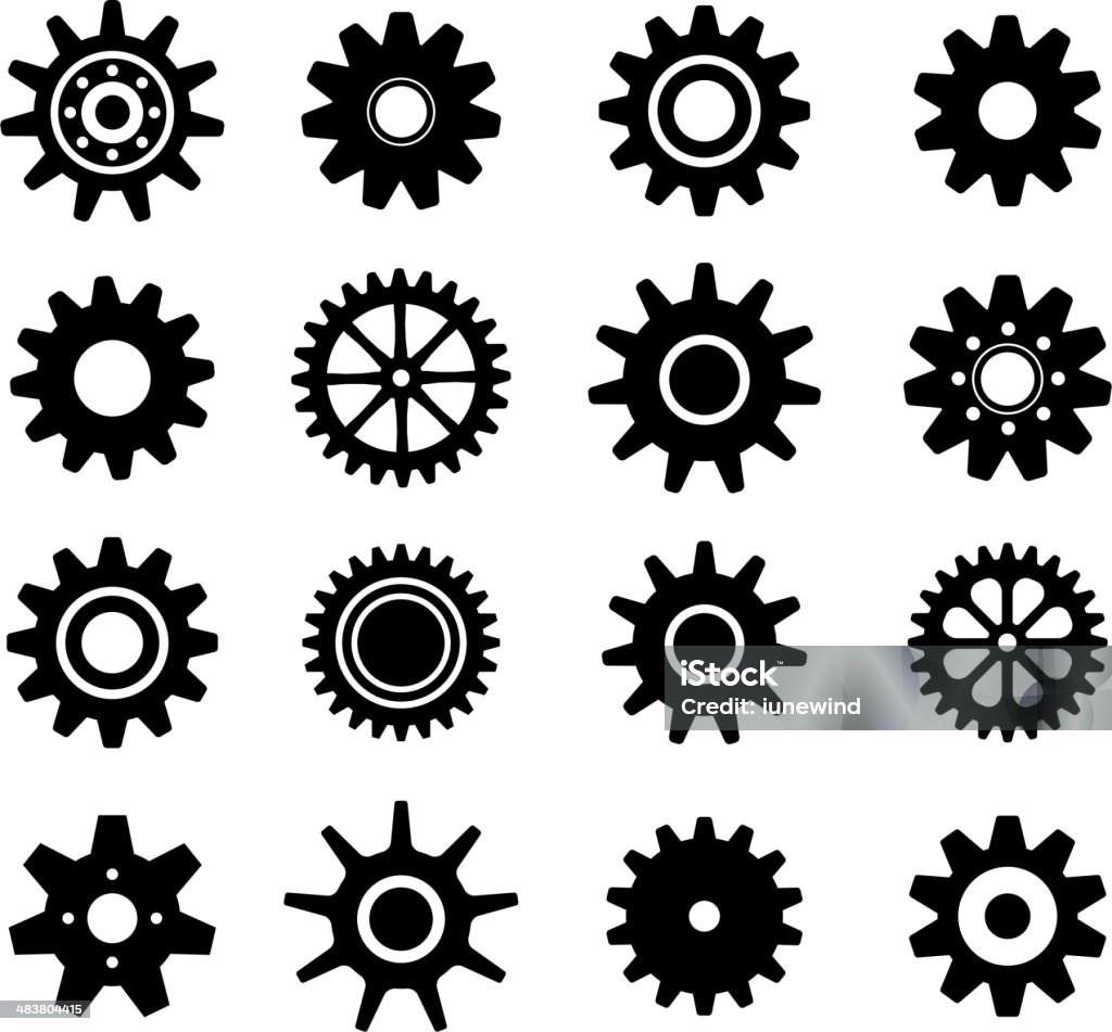 Gear cogs wheels icons set Gear cogs wheels shapes vector icons set Communication stock vector