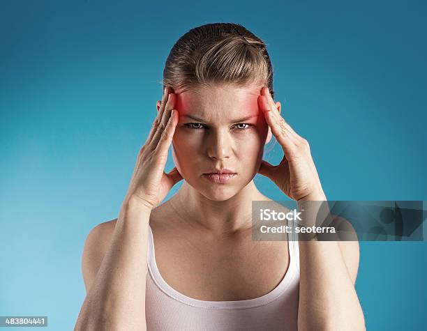 Headache Stock Photo - Download Image Now - Adult, Blue, Dizzy