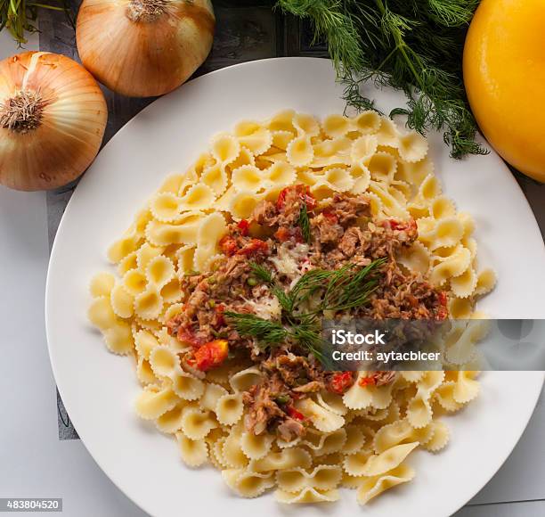 Italian Macaroni With Tuna Fish And Dill Stock Photo - Download Image Now - Pasta, Tuna - Seafood, 2015