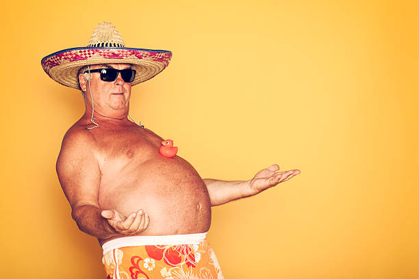 the tourist-cool gummiente sombrero humor hawaiian - swimming trunks fotos stock-fotos und bilder