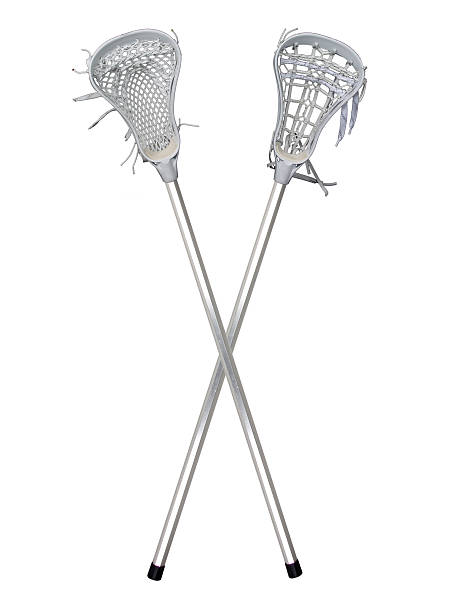 lacrosse sticks crossed (on white) stock photo
