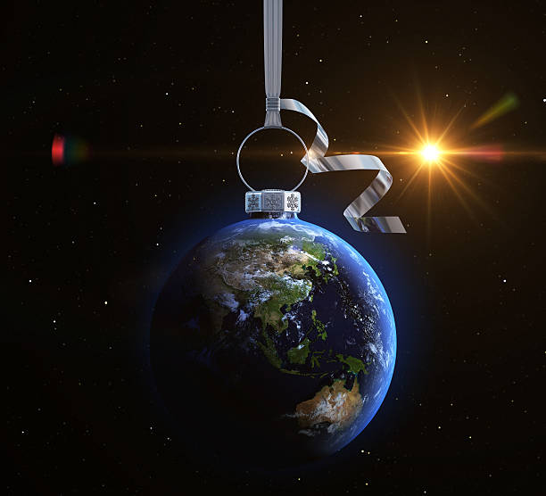 クリスマスボール、世界地図の質感 - christmas australia asia globe ストックフォトと画像