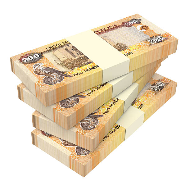 istock United Arab Emirates dirhams isolated on white background. 483808882