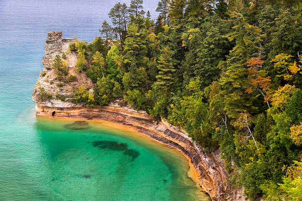 Miner's Castle at Pictured Rocks stock photo