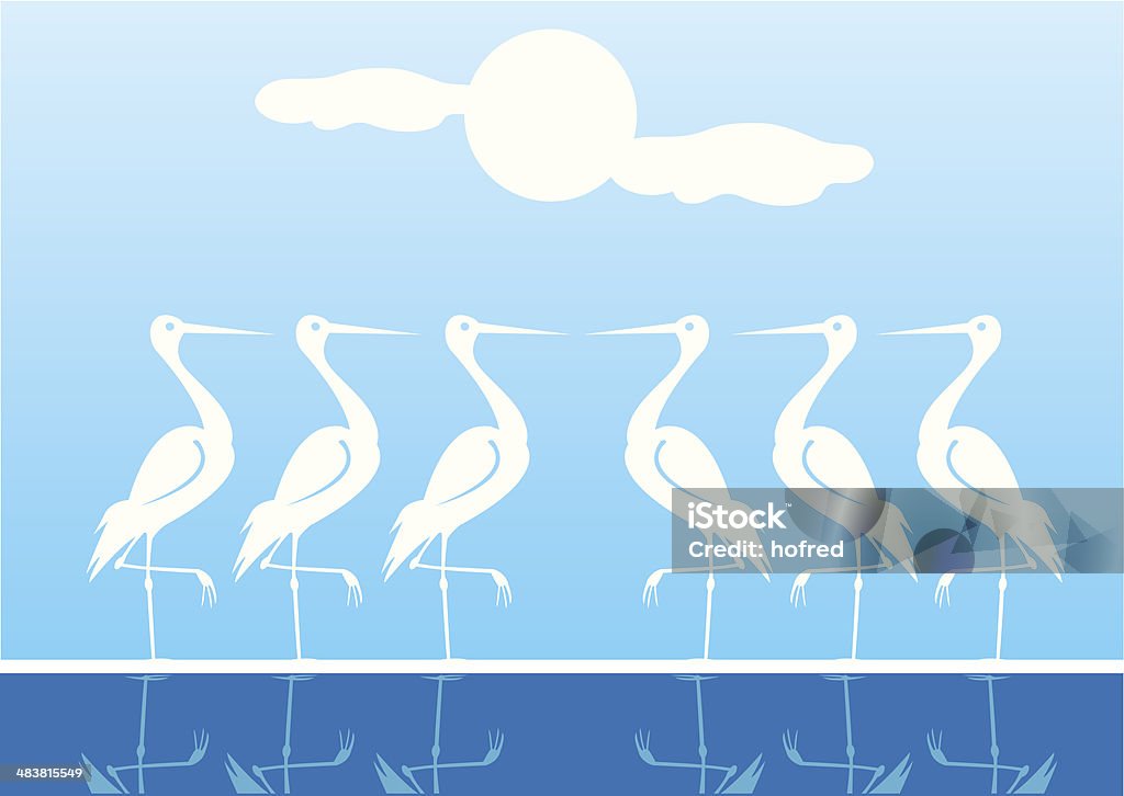 White Water aves Standing una pierna - arte vectorial de Agua libre de derechos
