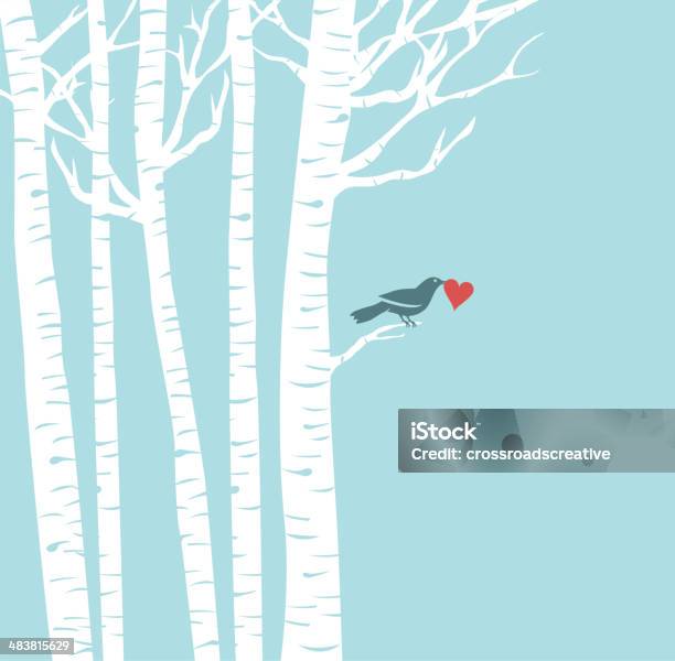 Lovely Bird Stock Illustration - Download Image Now - Valentine's Day - Holiday, Birch Tree, Illustration