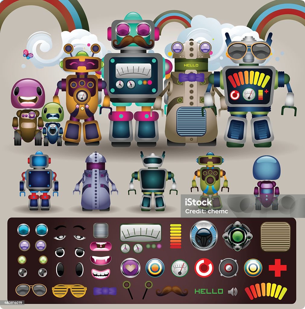 Create A Robot Stock Illustration - Download Image Now - Robot, Cartoon ...