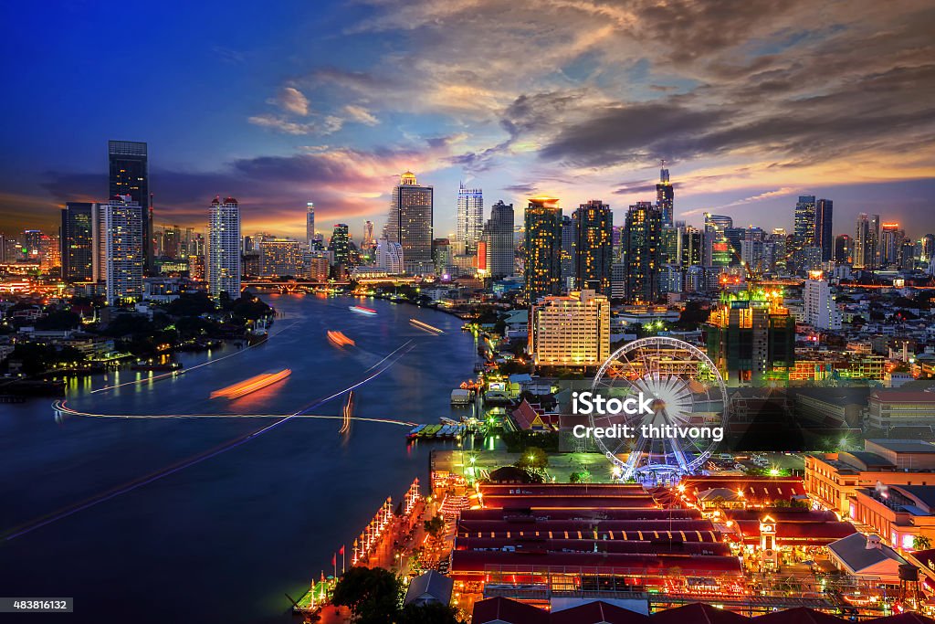 Bangkok cityscape Bangkok cityscape. Bangkok night view in the business district. at twilight Bangkok Stock Photo
