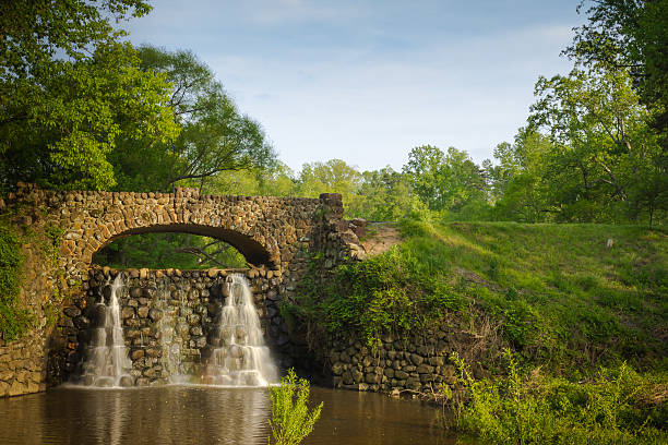 istock Stone Bridge and Waterfall in Reynolda Gardens 483816461