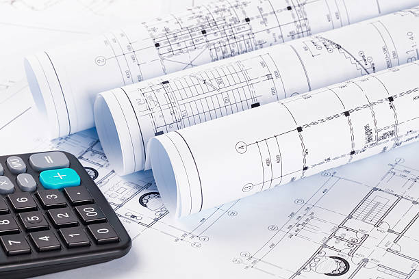 istock calculator and part of architectural project 483816903