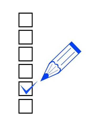Checklist and blue marker closeup