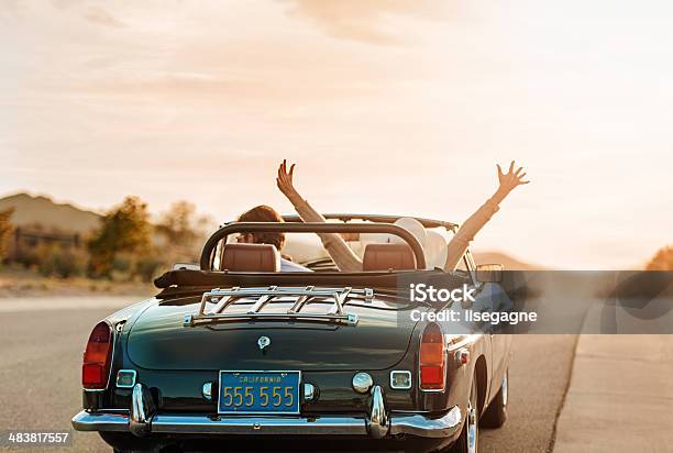 Mature Couple On Roadtrip Stock Photo - Download Image Now - Car, Rear View, Couple - Relationship